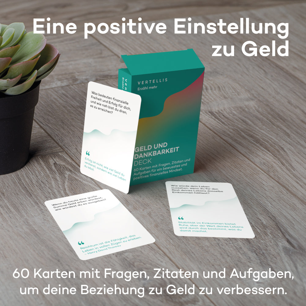 Geld und Dankbarkeit Deck - 60 Fragen und Aufgaben für ein bewusstes und positives finanzielles Mindset